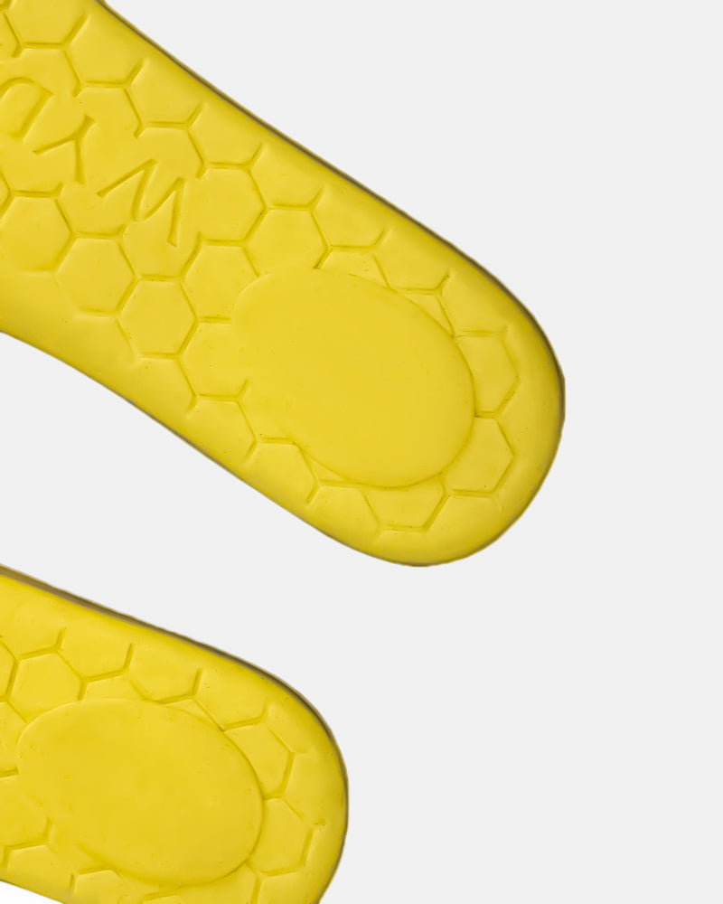 Tan insoles with Yellow sole to make wide feet comfortable