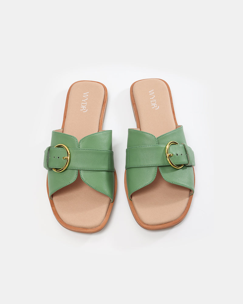 Marbella Buckle Flat Slides