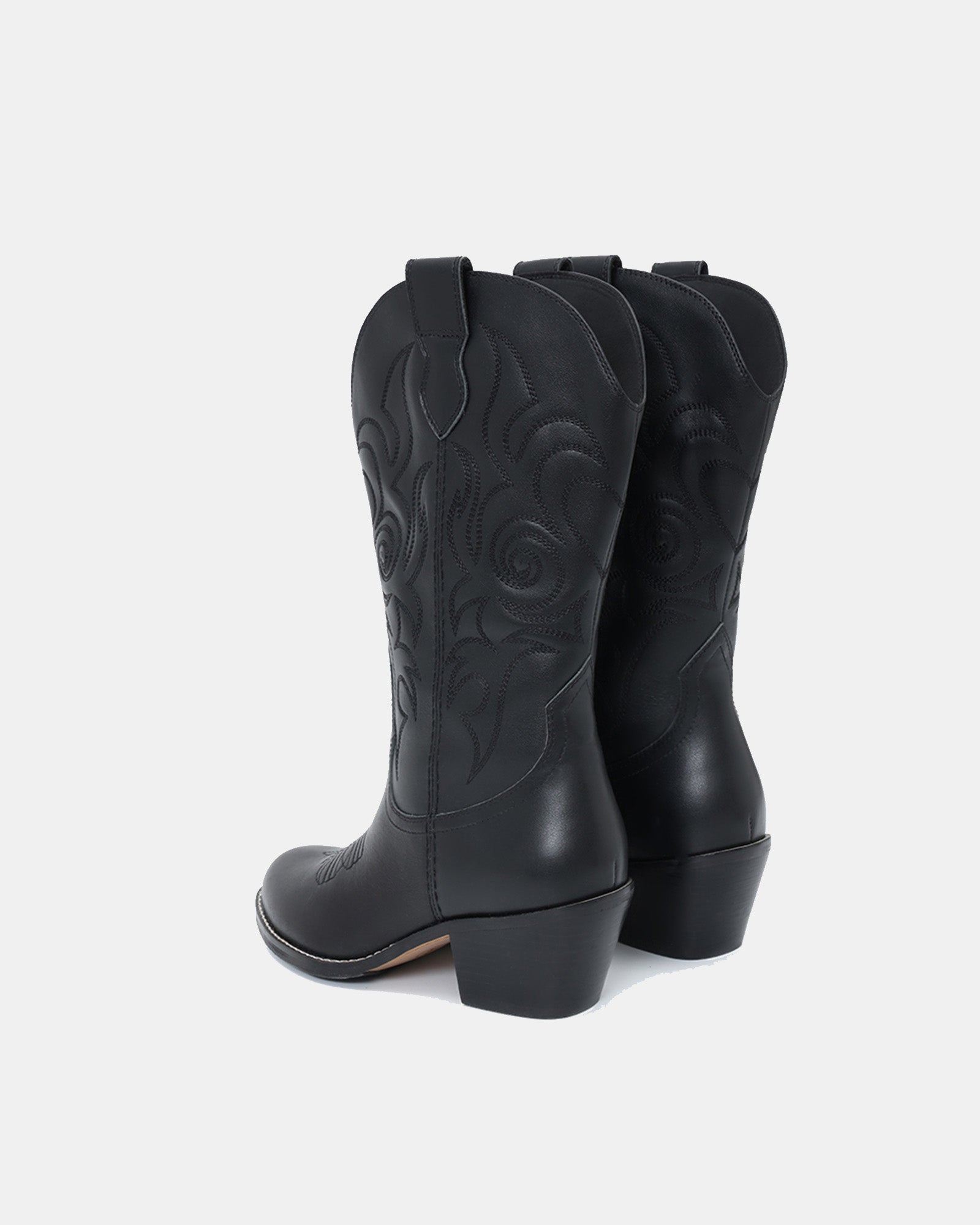 Dolly Western Embroidered Leather Mid-Calf Boots