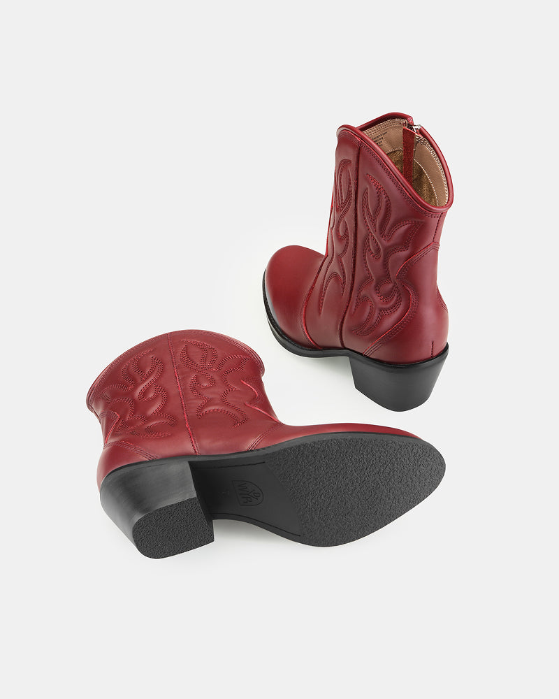 Jolene Embroidered Western Leather Ankle Boots