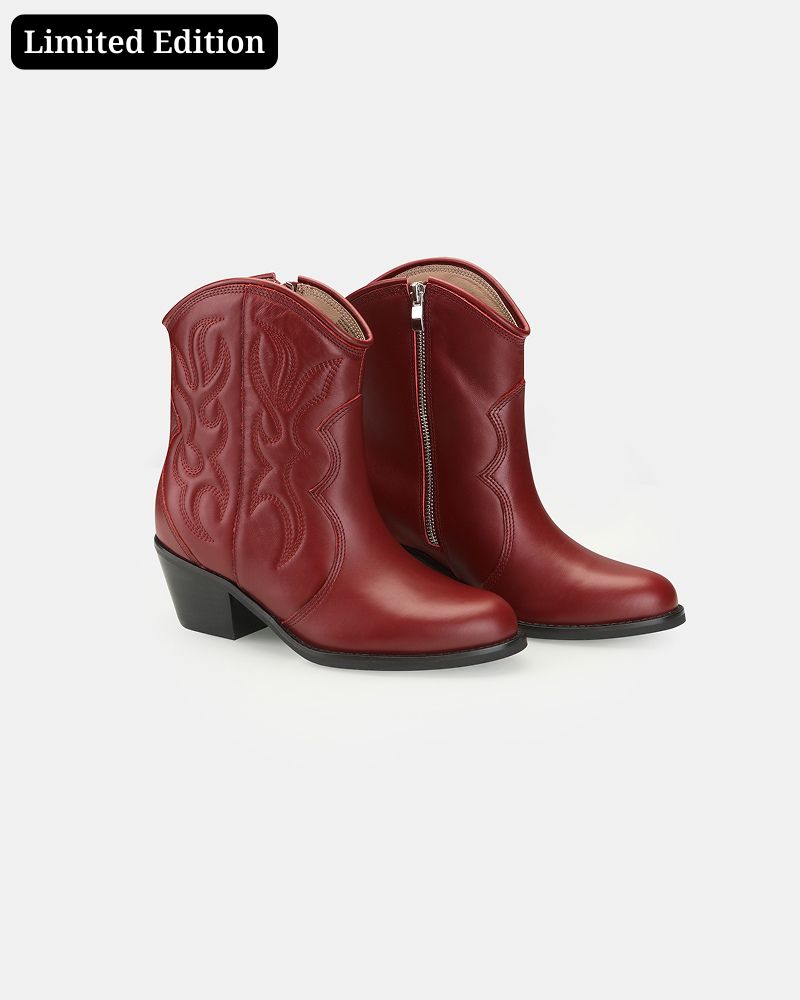 Jolene Embroidered Western Leather Ankle Boots