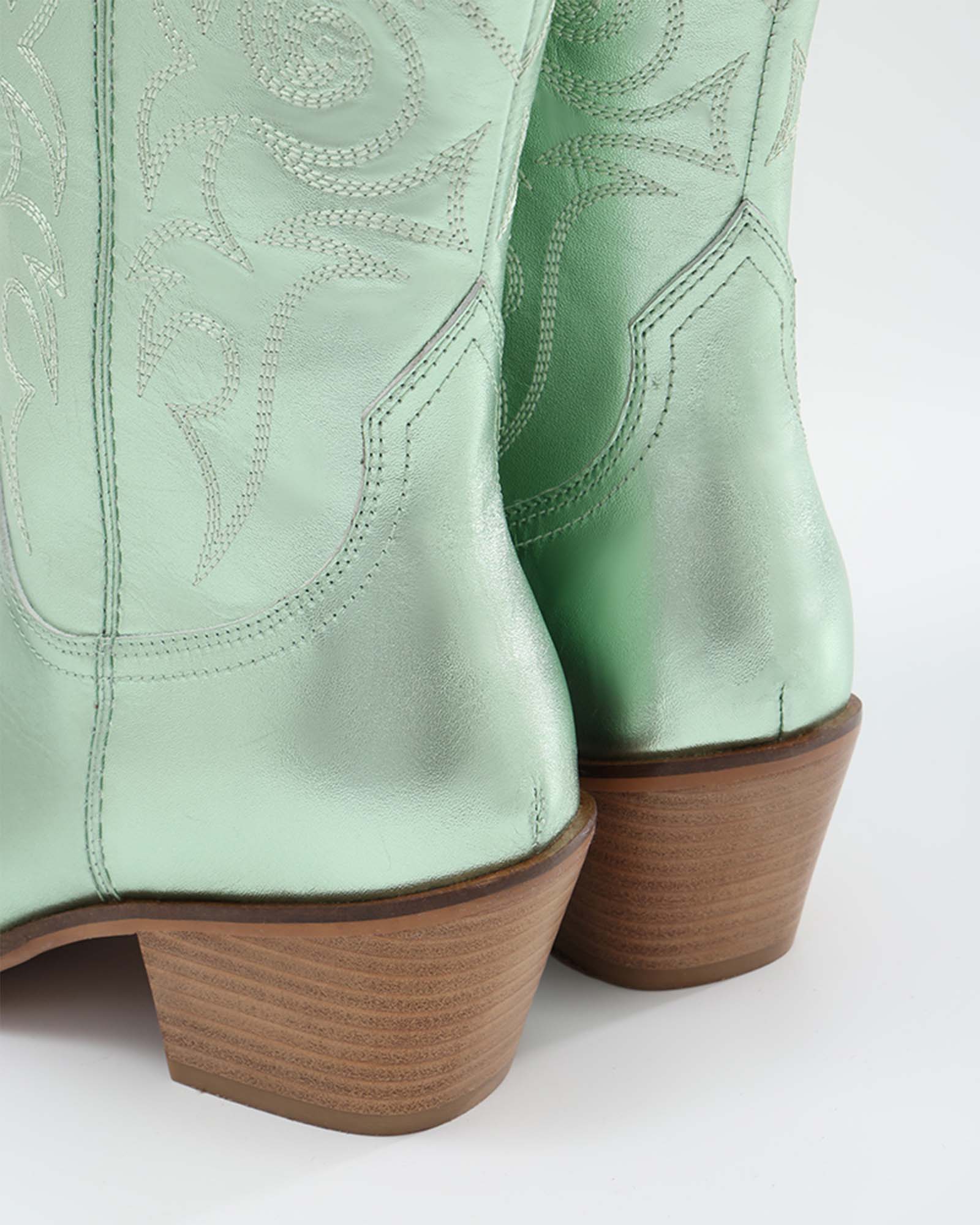 Dolly Western Embroidered Leather Mid-Calf Boots