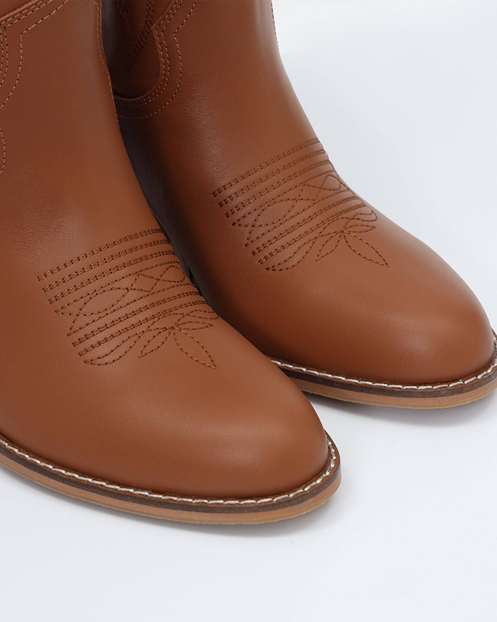 Dolly Western Embroidered Leather Mid-Calf Boots
