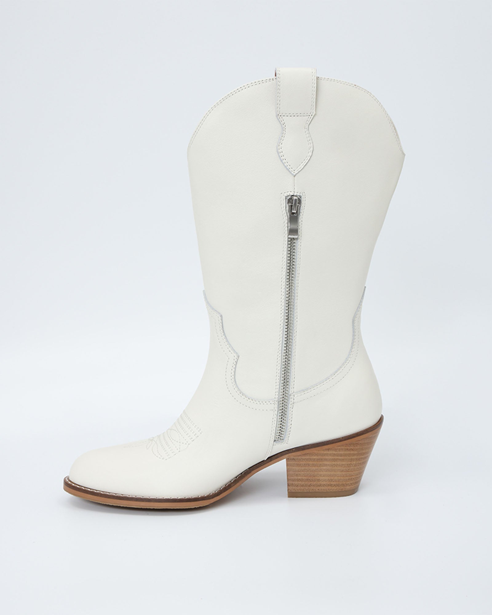 Carrie Western Leather Mid-Calf Boots