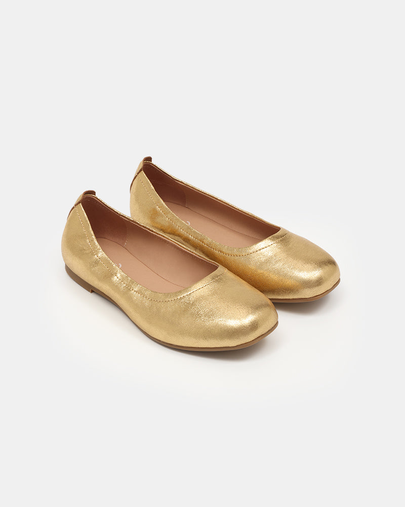 Gold trend setter women round 2025 toe flats