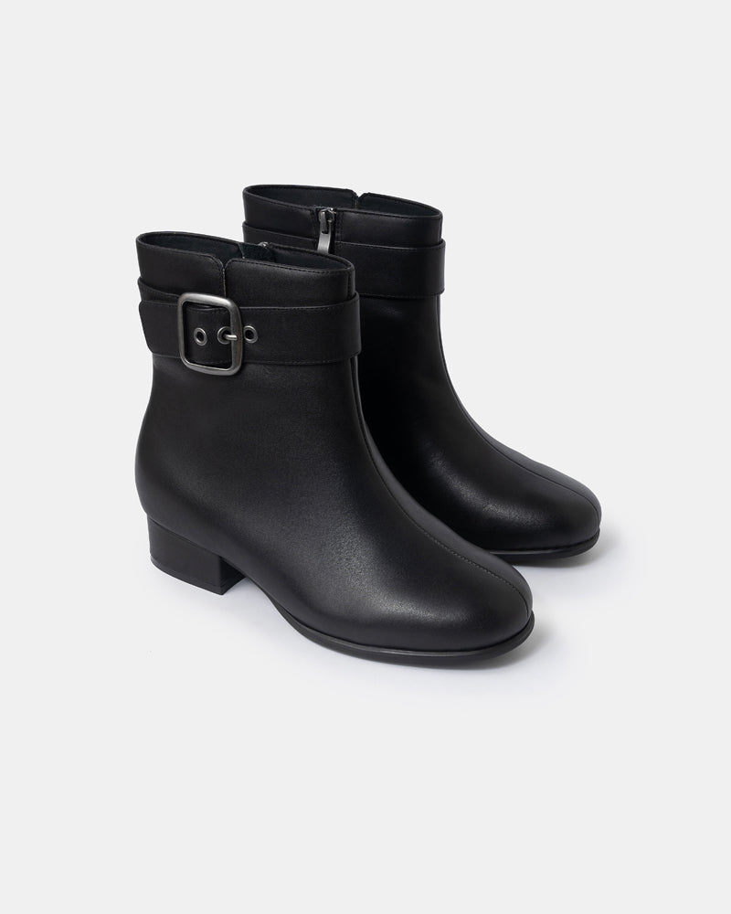 Zoe Mid Heel Buckle Bootie